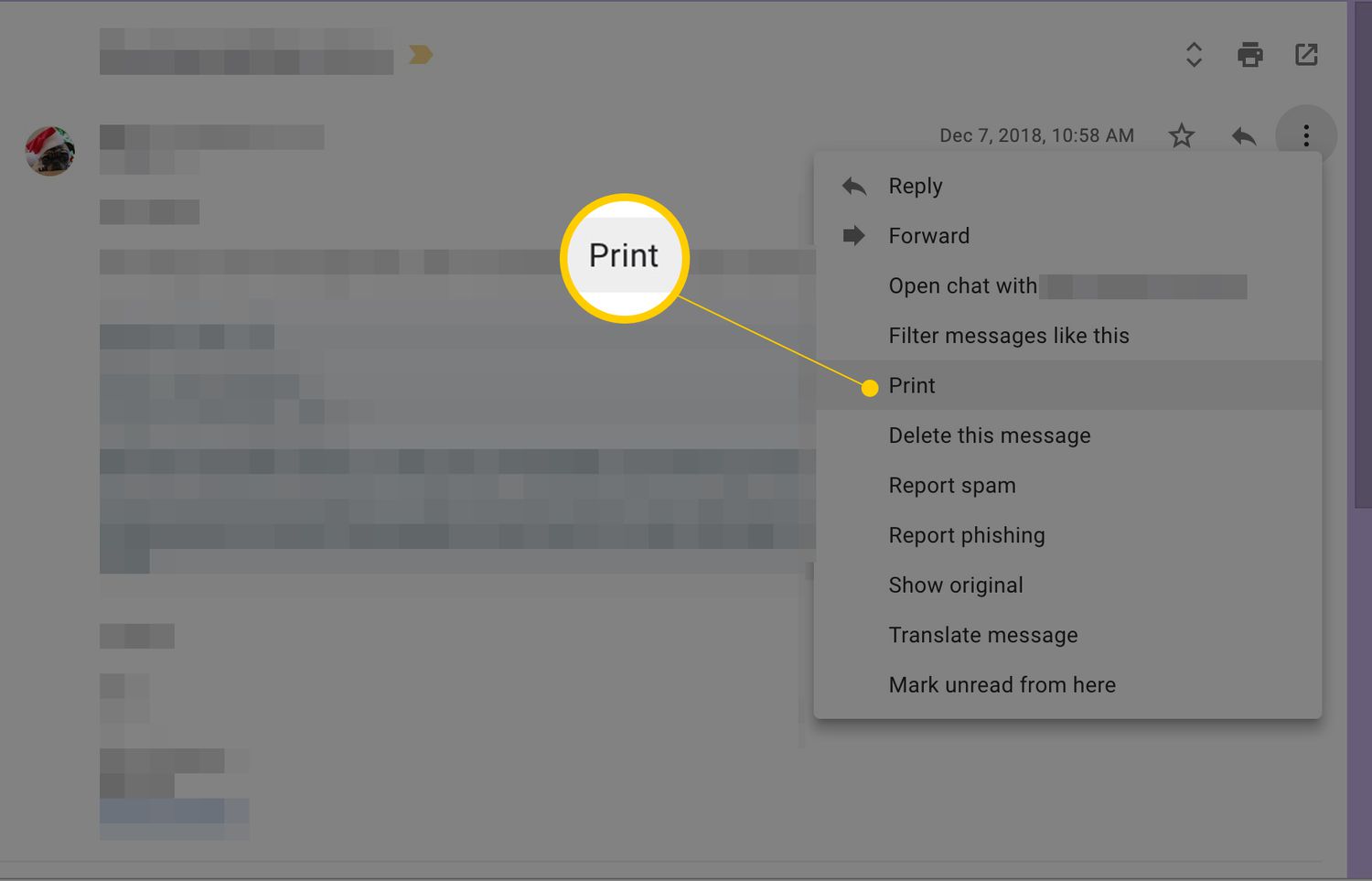 how to print an email from gmail