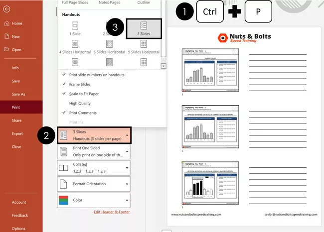 how to print powerpoint slides with notes